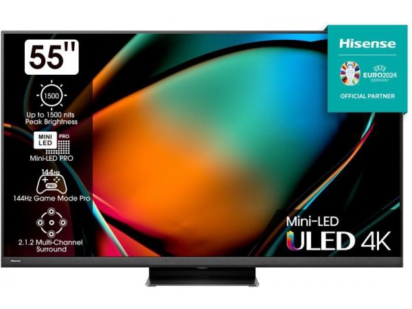 HISENSE 55U8KQ 4K UHD Smart Mini-LED ULED televízió, sötétszürke, 139 cm