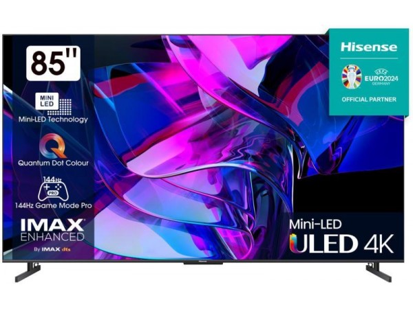 HISENSE 85U7KQ 4K UHD Smart Mini-LED ULED televízió, sötétszürke, 215 cm